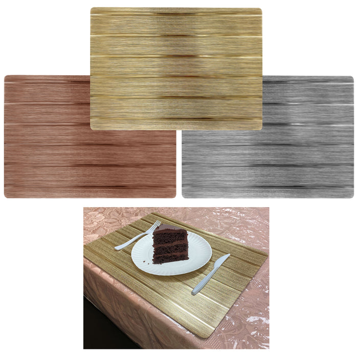 4 Pc Dining Table Placemats Rectangle Mat Metallic Vinyl Kitchen Decor Protector