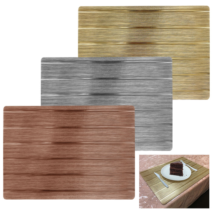 6 X Table Decor Placemats Protective Mat Vinyl Metallic Dining Rectangle Kitchen