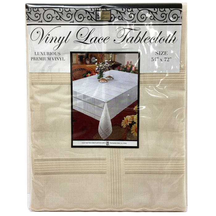 2 Pc Set White Beige Vinyl Tablecloth Table Cover Wedding Banquet Party 54 X 72