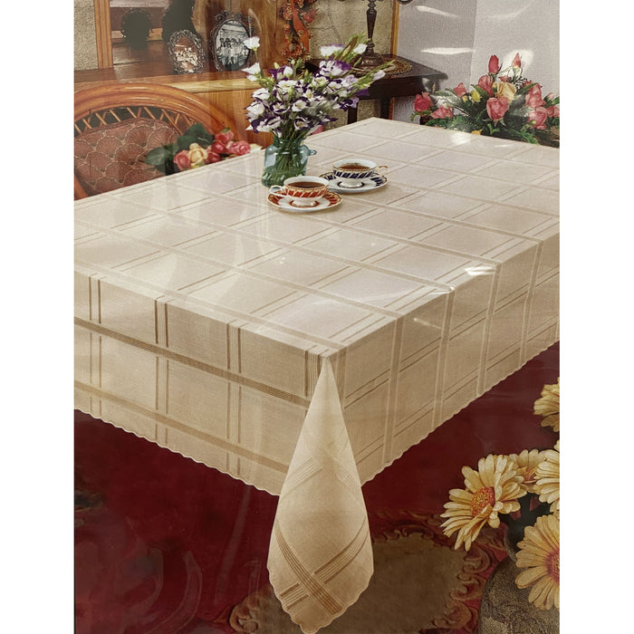 54" X 72" Rectangle Tablecloth Wedding Restaurant Party Vinyl Table Cover Beige
