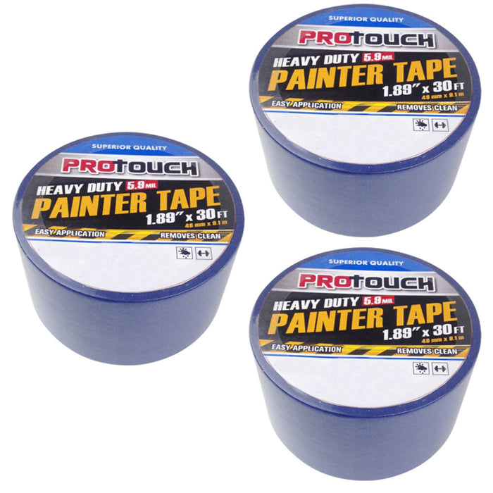 3 Rolls Painters Blue Masking Paint Tape 1.89"x10Yd Multi Surface Premium Grade