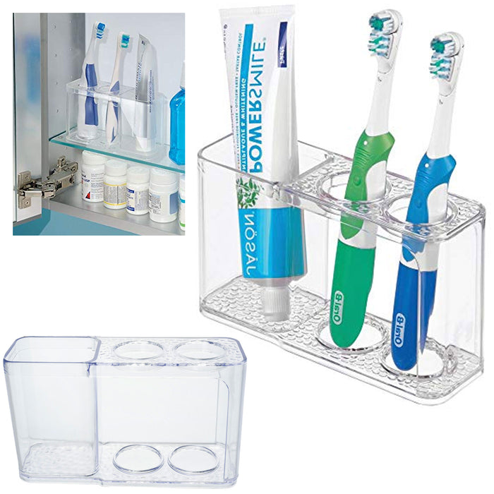 Clear Electric Toothbrush Holder Toothpaste Holder Bathroom Organizer Stand 3Slot