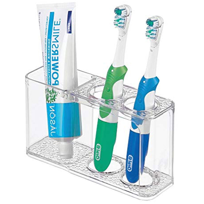 2PC Acrylic Toothbrush Organizer Holder Toothpaste Clear 3 Slot Bathroom Vanity