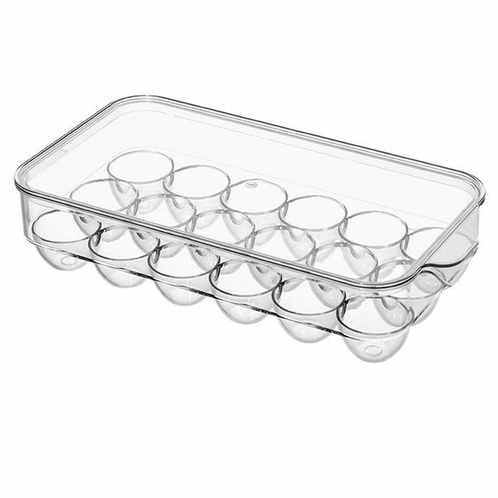 1 Kitchen Egg Tray 18 Slot Eggs Holder Lid Container Fridge Refrigerator Storage