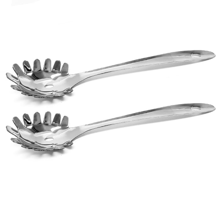 2x Stainless Steel Pasta Server Spaghetti Spoon Fork Kitchen Utensil Noodle Claw