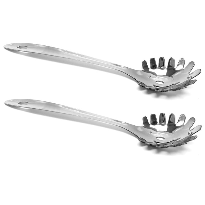 2x Stainless Steel Pasta Server Spaghetti Spoon Fork Kitchen Utensil Noodle Claw