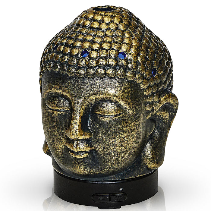 Buddha Head Bronze Ultrasonic Oil Diffuser Aromatherapy LED Humidifier Purifier