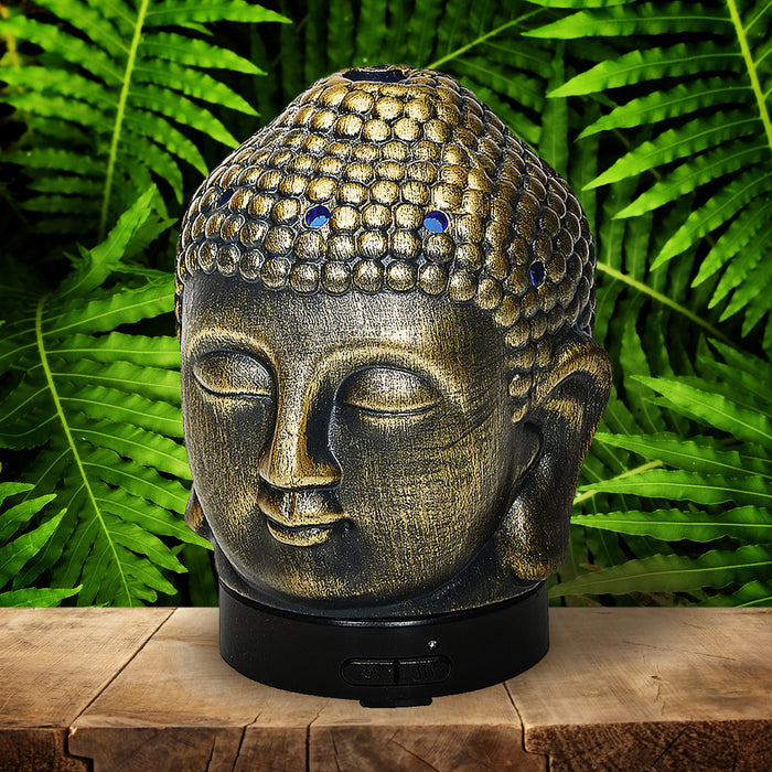 Buddha Head Bronze Ultrasonic Oil Diffuser Aromatherapy LED Humidifier Purifier