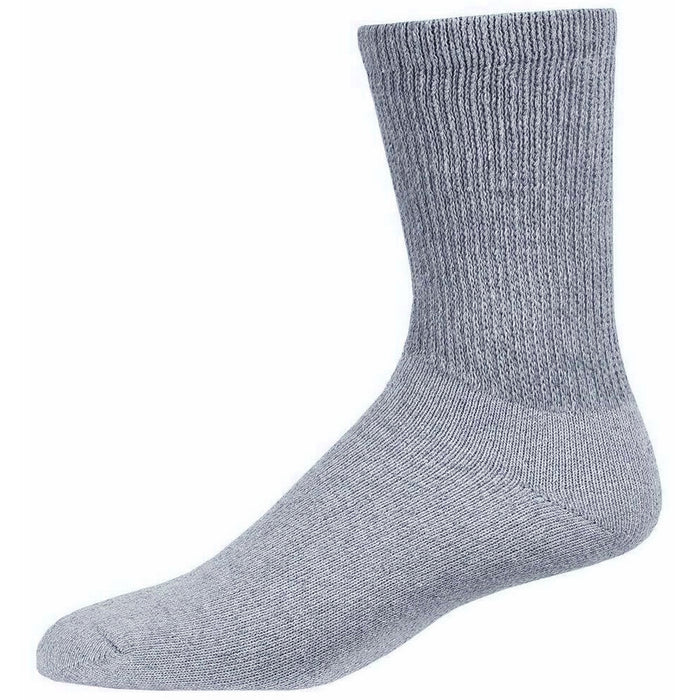 6 Pair Diabetic Crew Socks Circulatory Health Support Cotton Loose Fit Grey 9-11