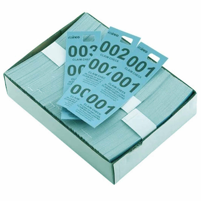 500 Blue Claim Checks Triplicate 3 Part Paper Coat Tickets Number Tags Hang Coat