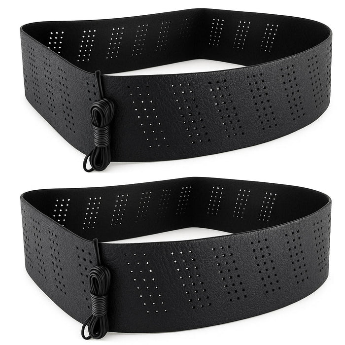 2 Black Lace-On Cover Grip Steering Wheel Stretch Vehicle Auto Classic Accessory