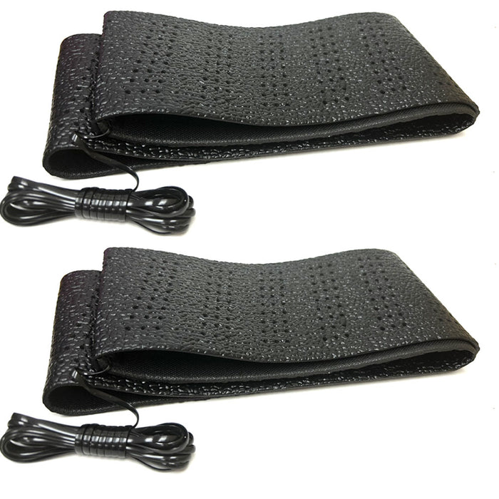 2 Black Lace-On Cover Grip Steering Wheel Stretch Vehicle Auto Classic Accessory