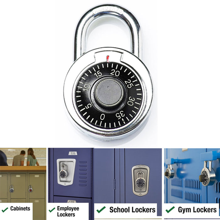 1Pk Combination Lock 3-Digit Padlock Keyless Gym School Luggage Heavy Duty Steel