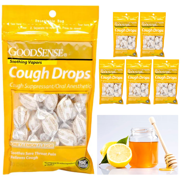 180 Ct Menthol Cough Drops Honey Lemon Flavor Lozenges Soothing Sore Throat