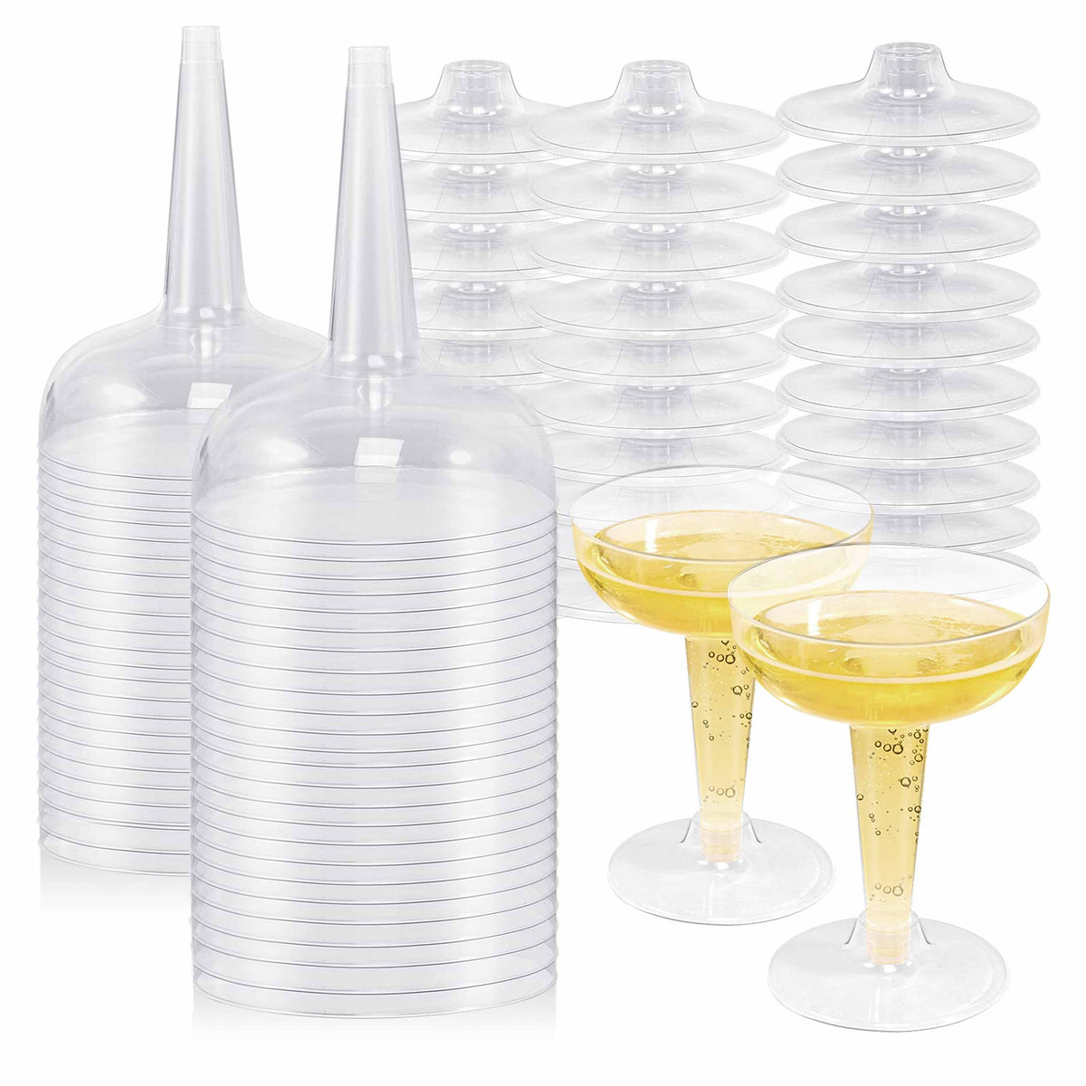 48 Clear Plastic Martini Glasses Champagne Coupe Disposable Flute Cock