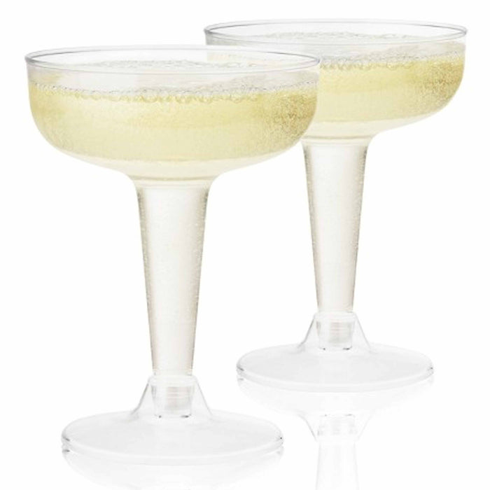 6 Pc Clear Disposable Champagne Coupe Glasses Plastic Flute 4oz Wedding Party