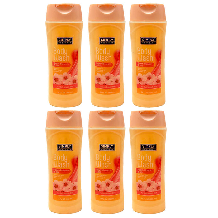 6 Pk Women Body Wash Peach Blossom Shower Gel Soap Skin Hydrating Moisture 12oz