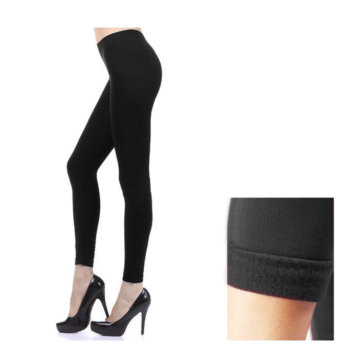 3 Seamless Fleece Black Leggings One Size Yoga Pants Stretchy Women Warm Tights