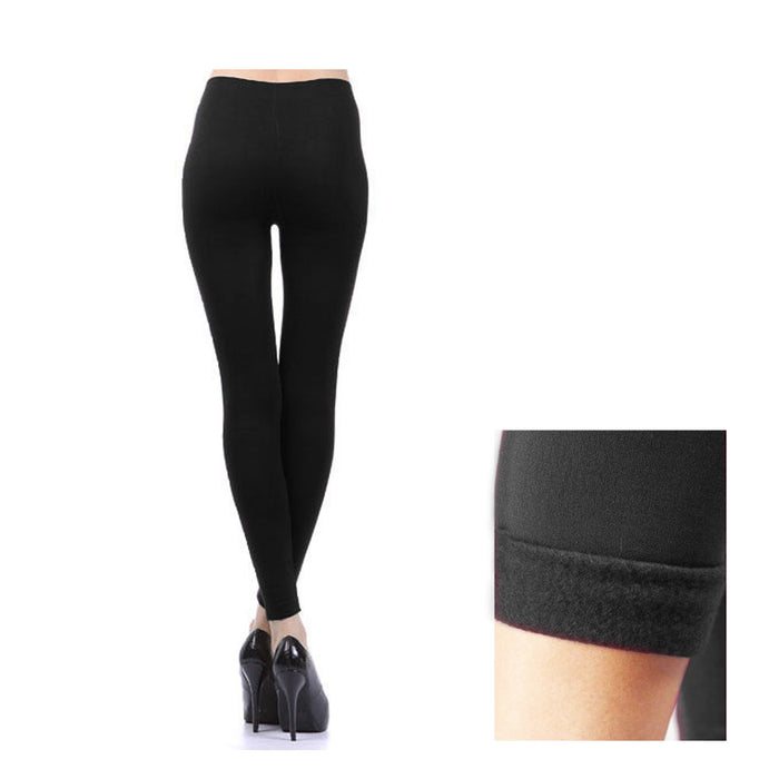 3 Seamless Fleece Black Leggings One Size Yoga Pants Stretchy Women Warm Tights