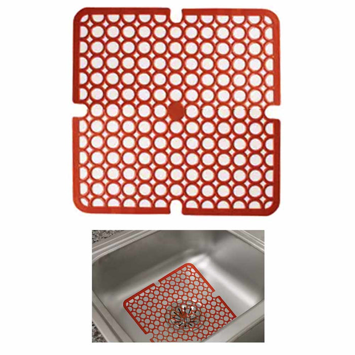 1Pc Red Kitchen Sink Mat Pad Protector Mesh 11" x 11" Non-Slip Bathroom Garage