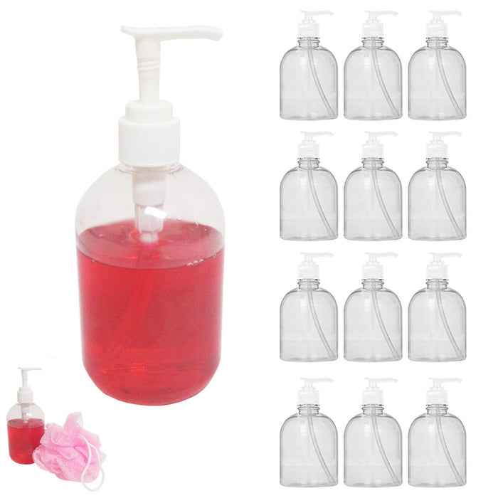 12 Liquid Soap Dispenser Pump Lotion Refillable Empty Bottle Plastic Jar 12 oz