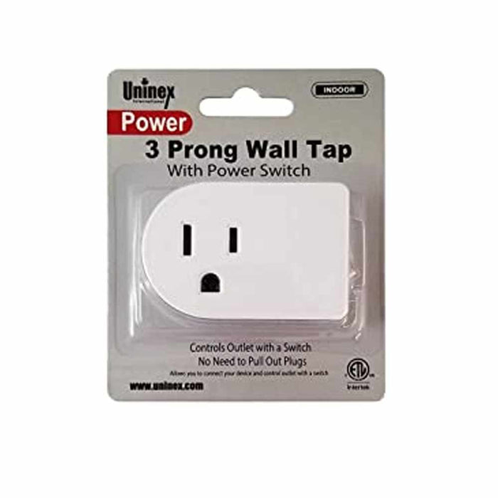 1 Pc Single 3 Pronged Plug Power Adapter With On/Off Switch Grounded Wall Tap