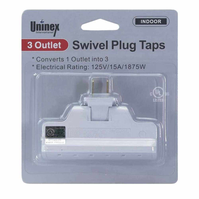 1 Pc Swivel 3 Outlet of 3  Indoor Wall Plug Tap Indoor Power 125V AC Adapter