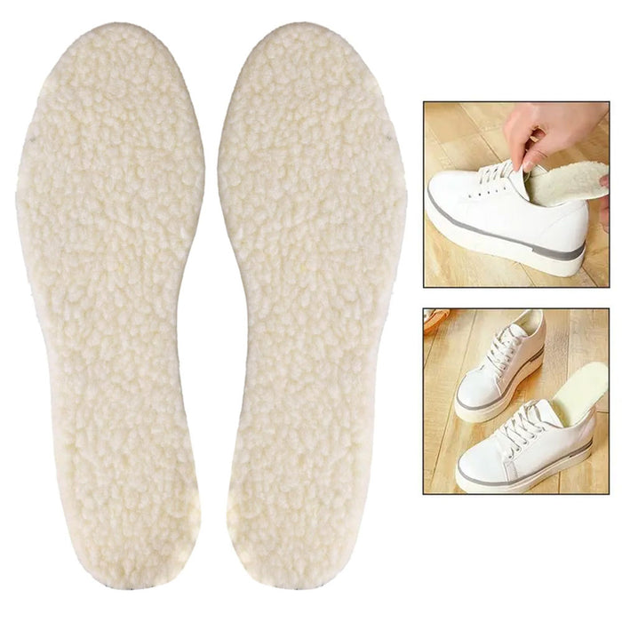 2 Pairs Men's Wool Pads Shoe Inserts Insoles Winter Boot Soft Warm Thermal Foam
