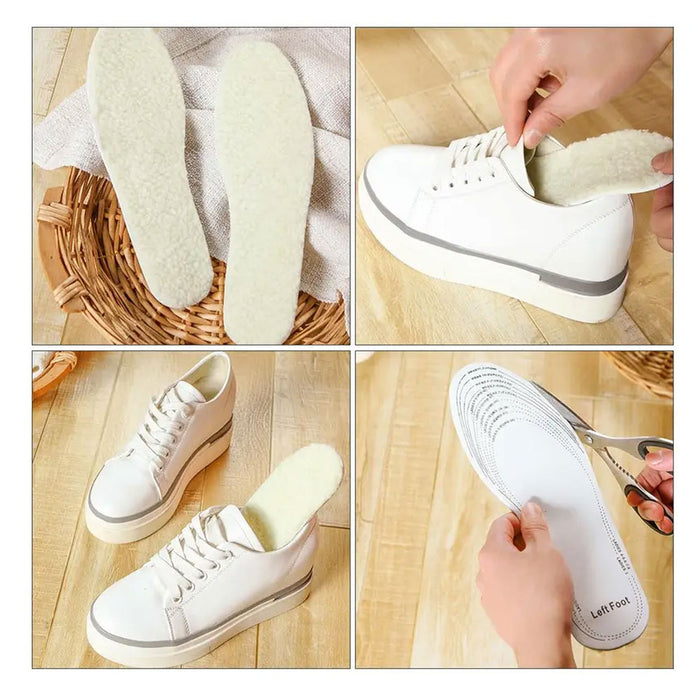 Pair Fleece Insoles Winter Boot Shoe Warm Thermal Foam Men Wool Foot Insert 7-11