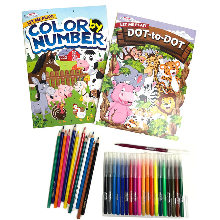 4pc Coloring Books by Numbers Kid Fun Brain Game 80 Pages Animals Flowers Nature