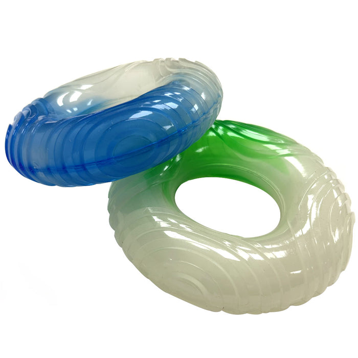 1 Donut Dog Toy Pet Glow Dark Aggressive Chewer Fetch Squeaky Durable Rubber
