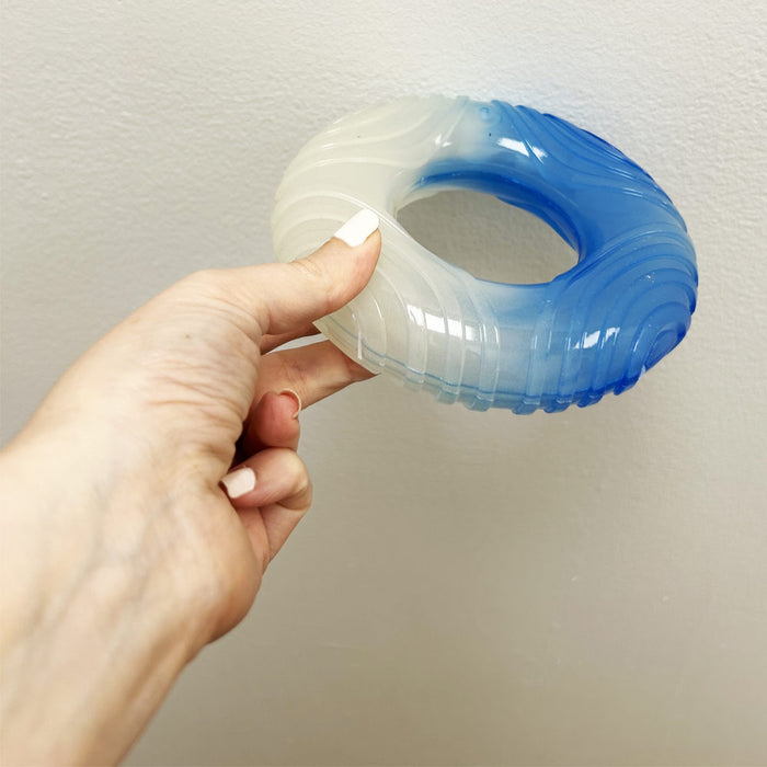 1 Donut Dog Toy Pet Glow Dark Aggressive Chewer Fetch Squeaky Durable Rubber