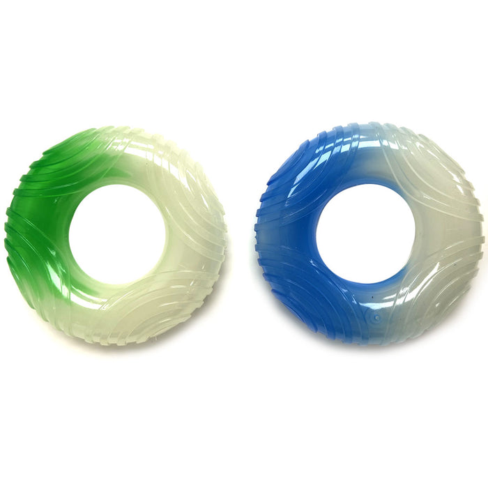 1 Donut Dog Toy Pet Glow Dark Aggressive Chewer Fetch Squeaky Durable Rubber