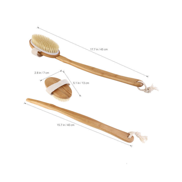 Premium Natural Bristle Wooden Bath Shower Body Back Dry Skin Brush Spa Scrubber