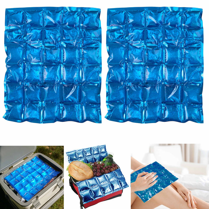 2 Reusable Ice Mats Cube Gel Packs Cooler Injuries Pain Relief Flexible Therapy