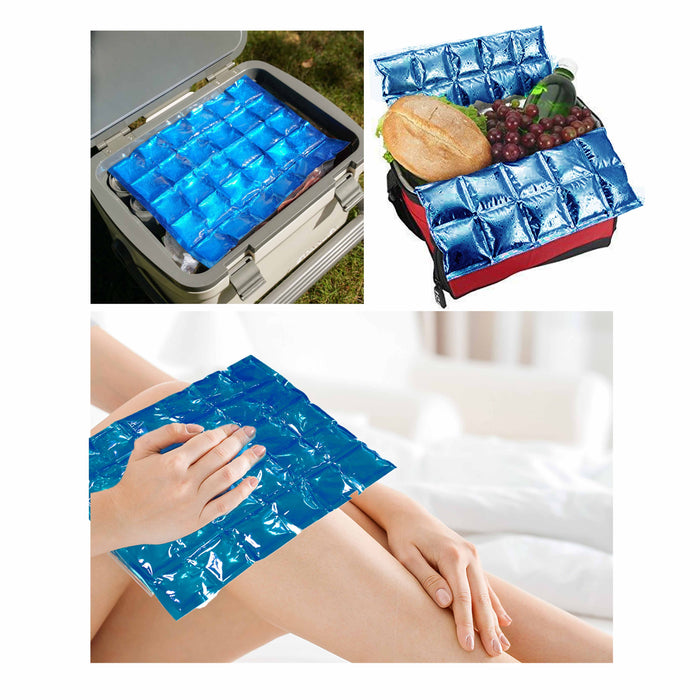 2 Reusable Ice Mats Cube Gel Packs Cooler Injuries Pain Relief Flexible Therapy