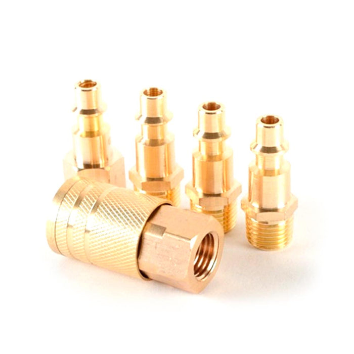 5 pc Solid Brass Quick Coupler Set Air Hose Connector Fittings 1/4 NPT Tools New