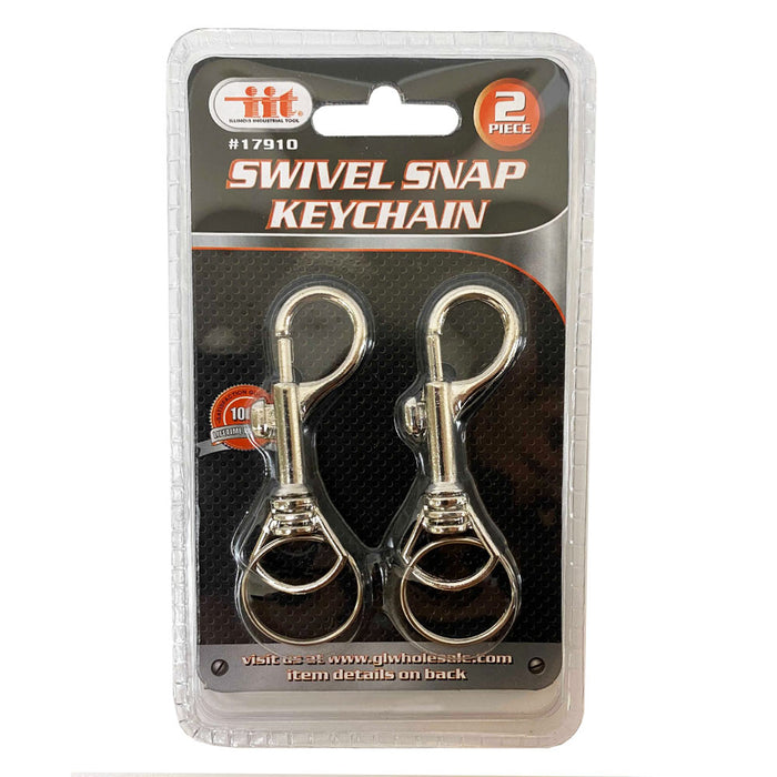 Jumbo Snap Clip Keychain Ring Silver 2pcs Swivel Round Eye Lobster Clasp Hook