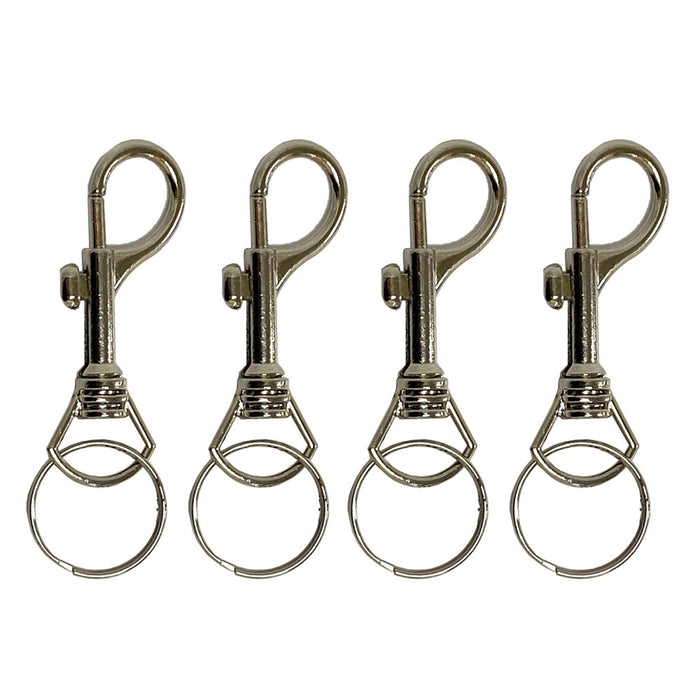Lot Of 4 Jumbo Snap Clip Keychains Rings Swivel Trigger Round Eye Lobster Clasp