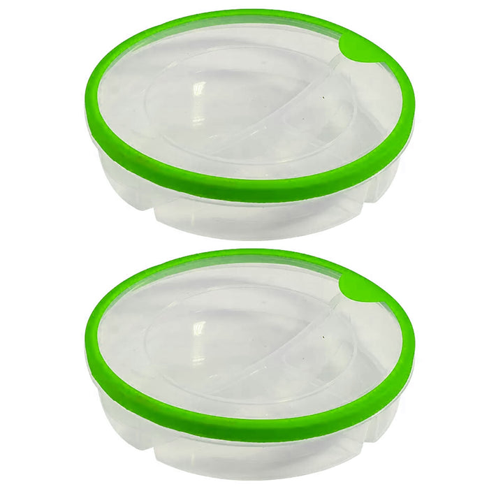 2 Sets Food Storage Container 3 Section Divided Microwave Plate Cover BPA Free