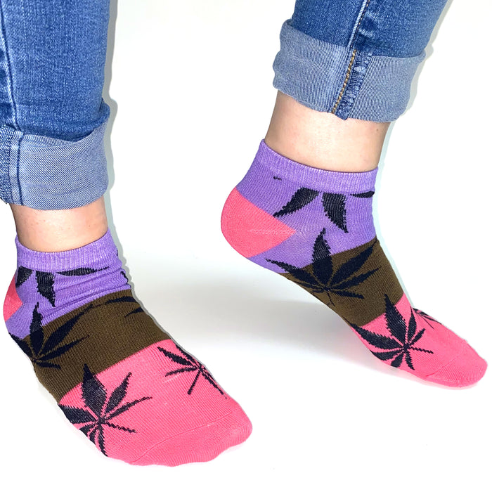 12 Pairs Womens Girl Leaf Low Cut Ankle Cotton Socks Size 9-11 Marijuana Fashion