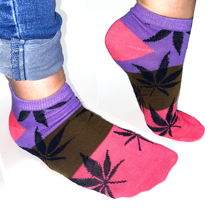 12 Pairs Womens Girl Leaf Low Cut Ankle Cotton Socks Size 9-11 Marijuana Fashion