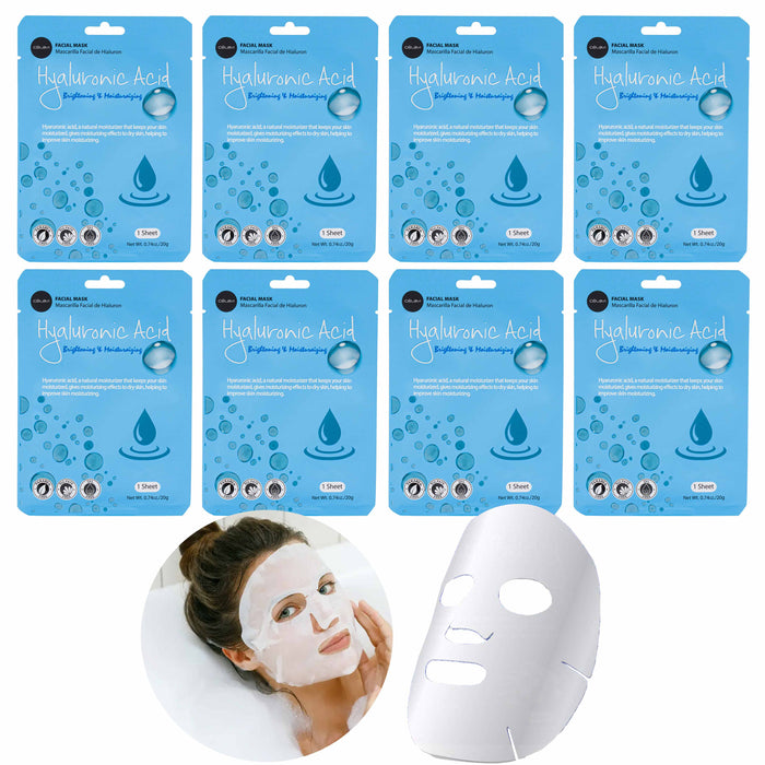 8 X Hyaluronic Acid Moisturizing Facial Mask Sheets Brighten Skin Face Treatment