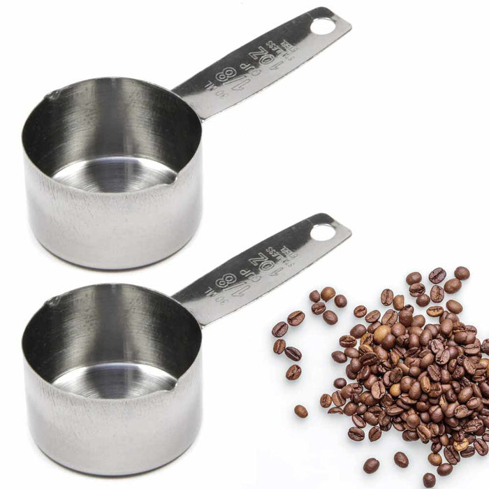 2 Pc Coffee Measurer Cup Scoop Measuring Spoon Set Stainless Steel Tea Cook 1 Oz
