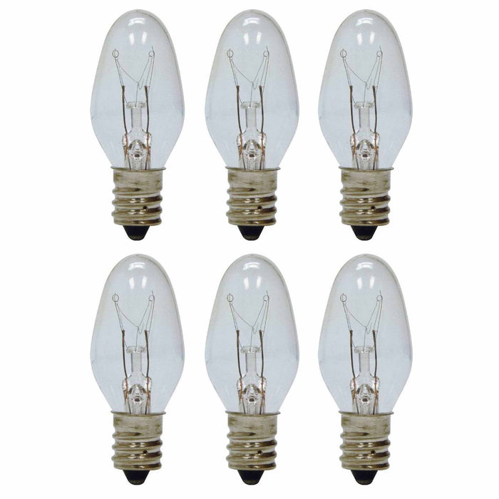 6 Clear Night Light Bulbs 4 Watt Lighting 120V Replacement Lamp Candelabra Base