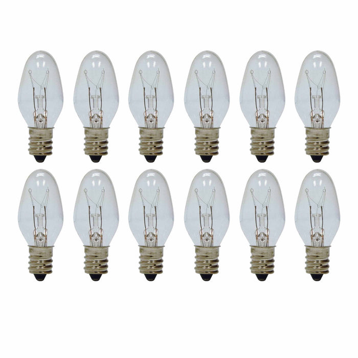 12 Night Light Bulbs Replacement 7 Watt 120V Lighting Clear Lamp Candelabra Base