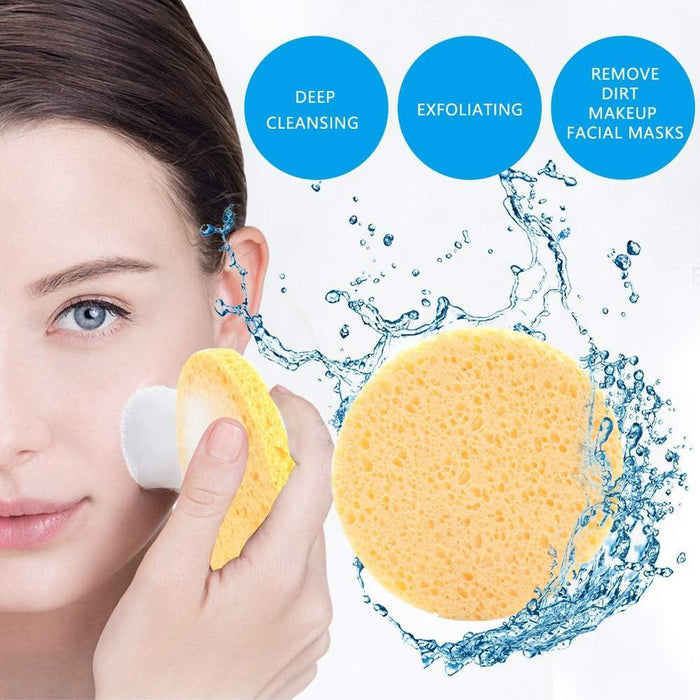 50 Pc Exfoliating Facial Sponges Face Wash Cellulose Scrubber Pads Cleansing Spa
