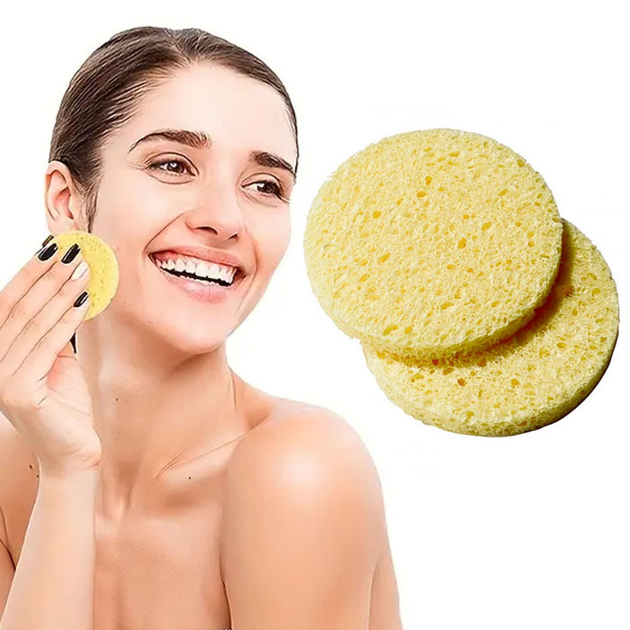 50 Pc Exfoliating Facial Sponges Face Wash Cellulose Scrubber Pads Cleansing Spa