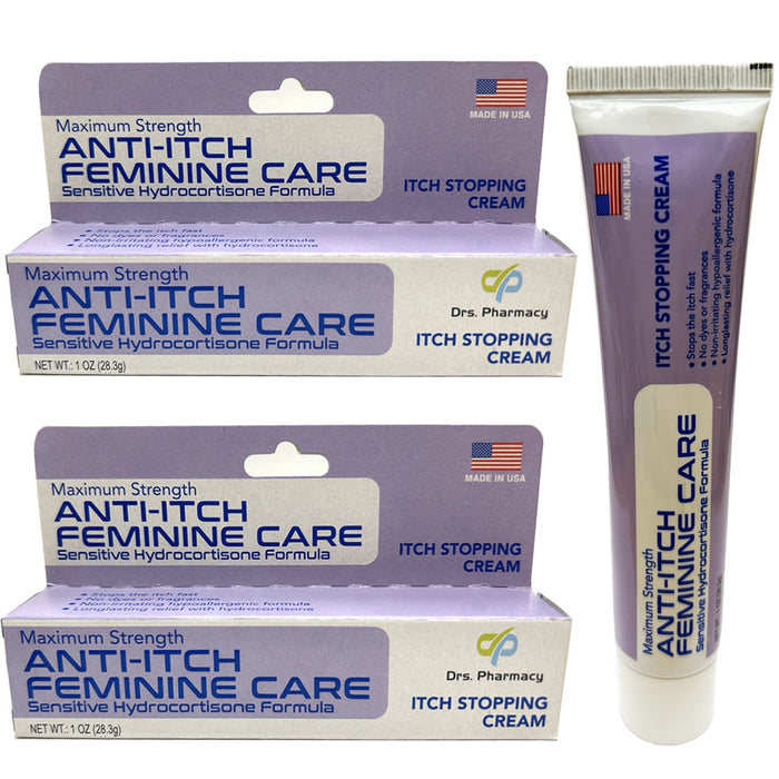 2 Maximum Strength Feminine Anti-Itch Cream Hydrocortisone Fast Act Relieve 1oz
