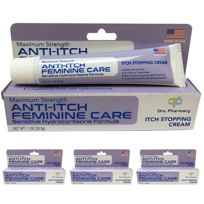 4Pk Maximum Strength Anti-Itch Cream Feminine Long Last Fast Relief Women 1 Oz